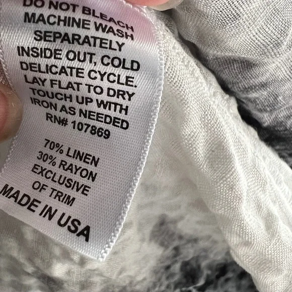 LUNA LUZ‎ Tie Dye Midi Dress Linen Blend V Neck Medium Crinkle Artsy Lagenlook - Picture 8 of 8